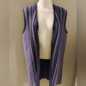 NWT Peruvian Link Women's One Size Alpaca  Woven Long Sweater Vest Purple Blue